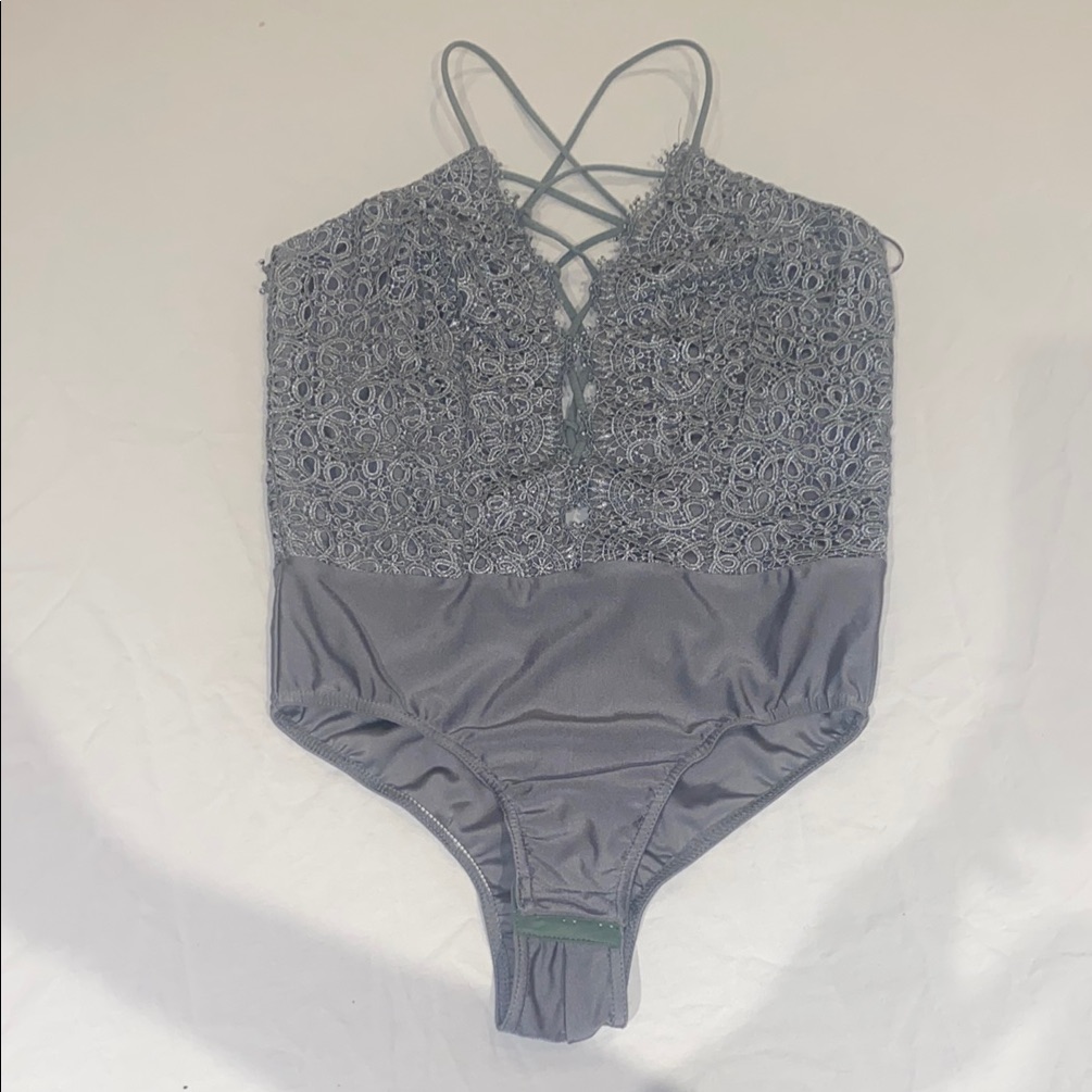 Gray Lace Bodysuit Size Small